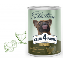 CLUB 4 PAWS Premium Selection - Jemná paštéta s kuracím a morčacím mäsom 400g (9442)